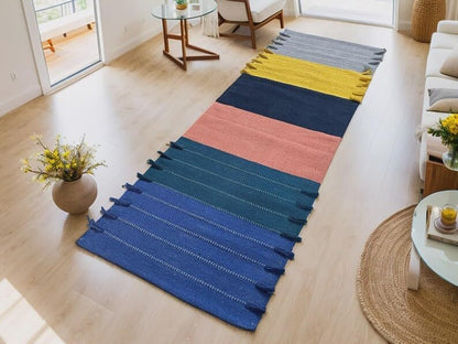 Payal Rugs Cotton Yoga Mat - Eco-Friendly Hand-Woven Rug - Non Slip & Thick (24”x72”x5mm) for Yoga Everyday Fitness at Home - Comfortable Extra-Long