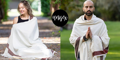 Soft Premium Wool Blend Meditation Shawl - Large Unisex Prayer Wrap, Oversize Scarf & Versatile Blanket