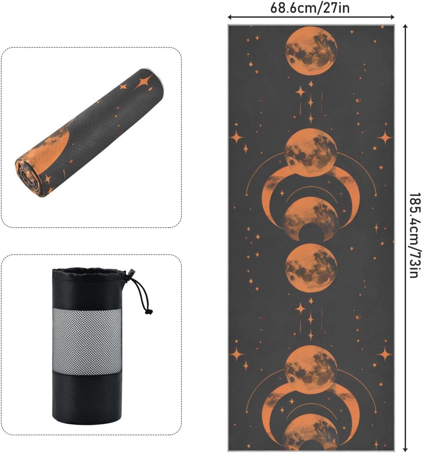 ALAZA Space Moon Yoga Towel Non Slip Soft Sweat Absorbent Mat Towel for Hot Yoga Exercise Pilates 73x27 Inches