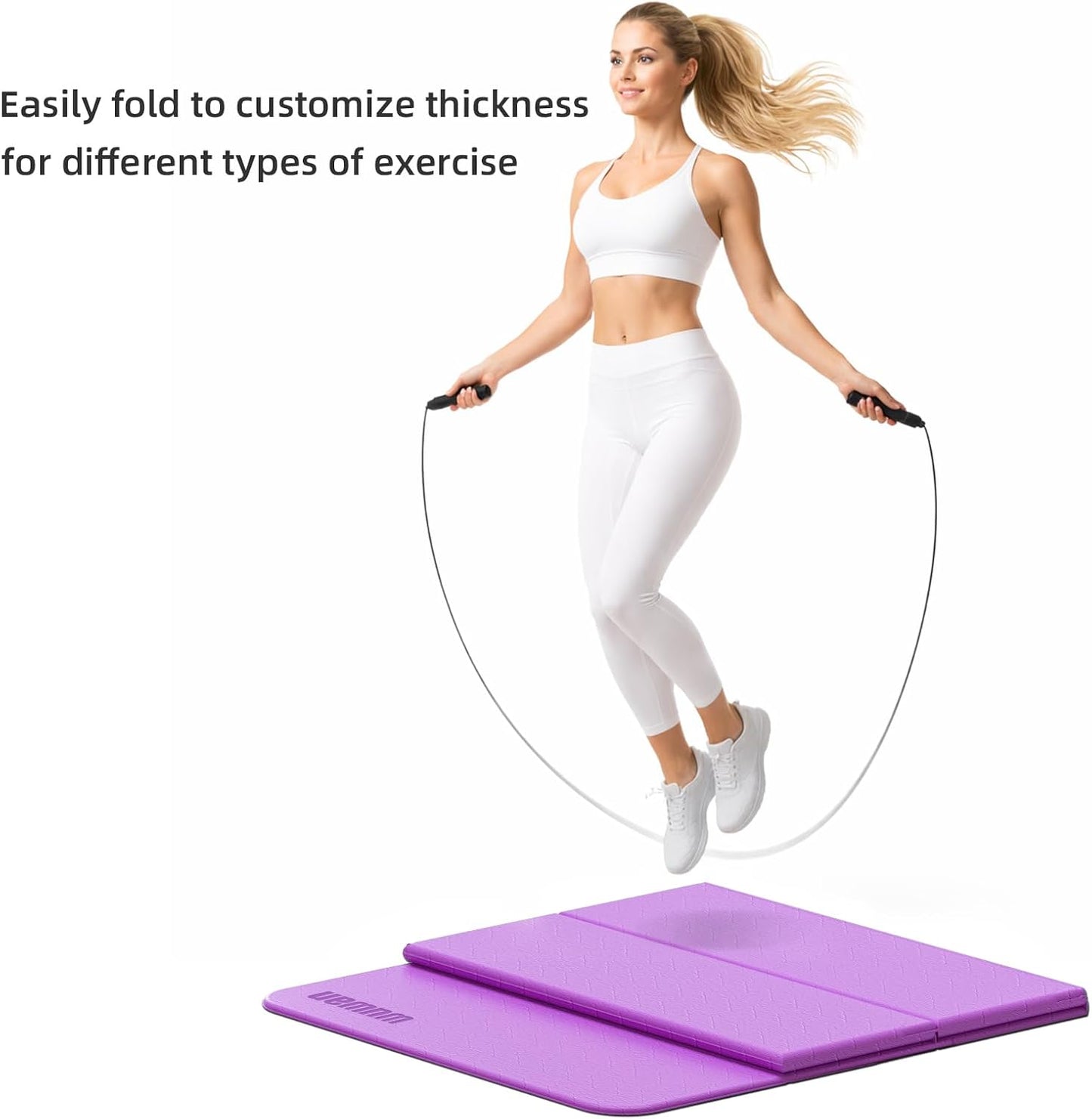 Folding Yoga Mat Extra Thick 0.4 Inch, Foldable Yoga Mat 75 x 26 Inches, TPE Exercise Mat, 7-Panel Non Slip Cushioned Fitness Mat for Yoga, Pilates, Stretching, Home Workout