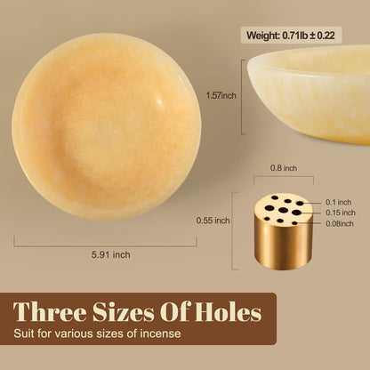 Koville Natural Marble Incense Holder, Incense Holder for Sticks with 9 Holes, Handmade Incense Burner Ash Catcher for Meditation Yoga SPA, Balsam Fir/Palo Santo/Sage/Cone (RoyalBeige)