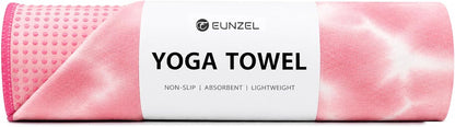 Eunzel Yoga Towel,Hot Yoga Mat Towel with Grip Dots Sweat Absorbent Non-Slip for Hot Yoga, Pilates and Workout 24" x72", Purple & Blue