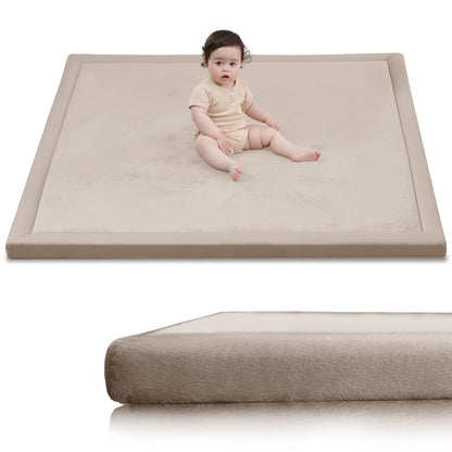 Baby Play Mat for Floor,1.3" Thick Memory Foam Tummy Time Mat,Soft Coral Velvet Nursery Rug,Large Non Slip for Crawling,Toddlers,Infants,Kids,Yoga & Tatami Style for Living Room(Dark Gray)