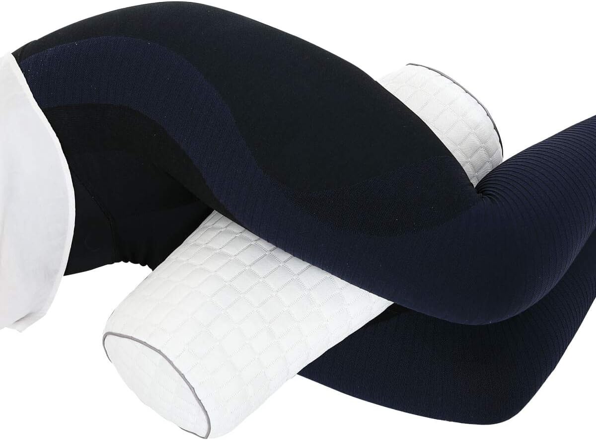 Kingnex Bolster Roll Pillow for Sleeping on Back or Side Under Knee to Relief Lower Back Pain Between Legs for Side Sleepers Cylinder Pillow with Removable Cooling Cover 20x8