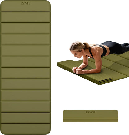 Extra Thick Foldable Yoga Mat,76" x 26" (10mm), SGS Certified TPE, Non-Slip & No Smell, 12-Fold Design for Ultra Portability And Easy Storage | for Yoga, Gym, Pilates, and Home Workouts