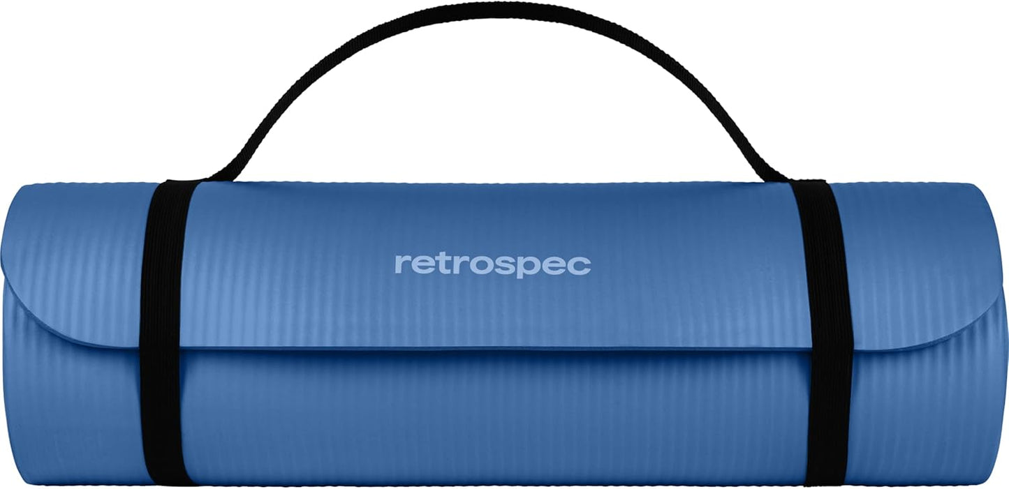 Retrospec Solana Yoga Mat Thick 1/2in Non-Slip Workout Mat with Nylon Strap - 72x24in Exercise Mat for Pilates, Stretching & Fitness - BPA Free, Easy Clean