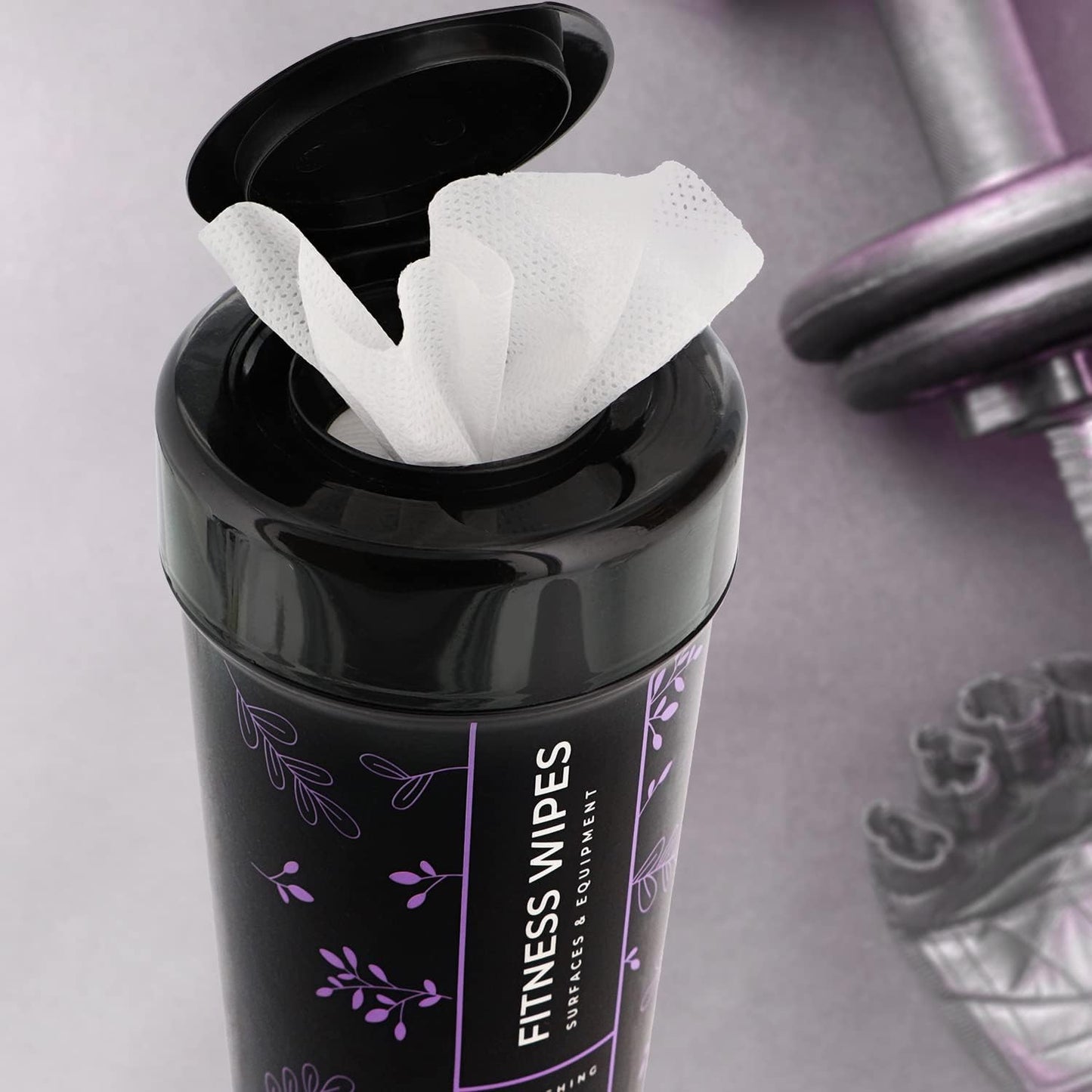 Wipex Yoga Mat Cleaner & Fitness Wipes - Natural Lavender & Vinegar Gym Equipment Cleaner - 75 Gym Wipes to Clean Yoga Mats, Spinning & Peloton Bikes, Weight Machines & Surfaces