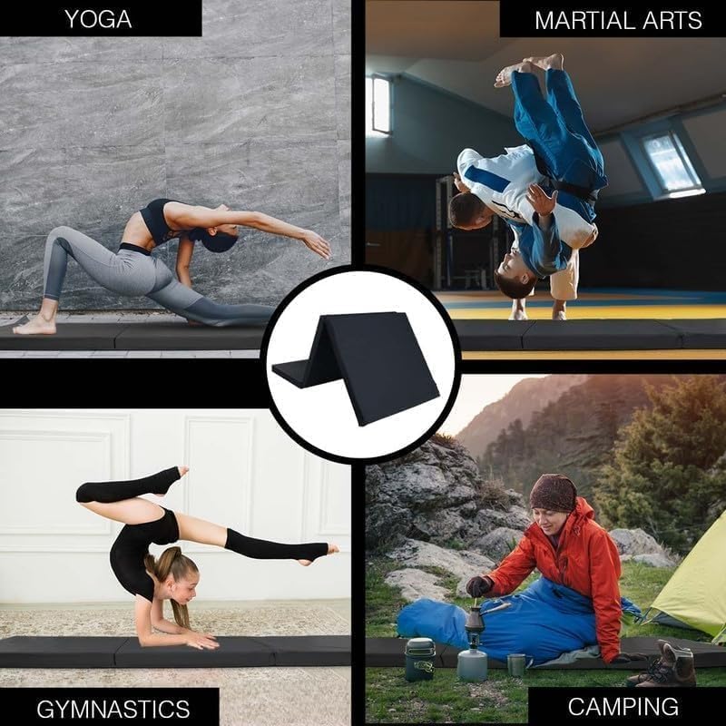 SONU SPORTS CO. SPORTS GOODS Bip Washable Yoga High Destiny Foam Foldable Mat for Men and Women, 72 X 24X 22 Mm, 22 Mm Thick Mat (Black)