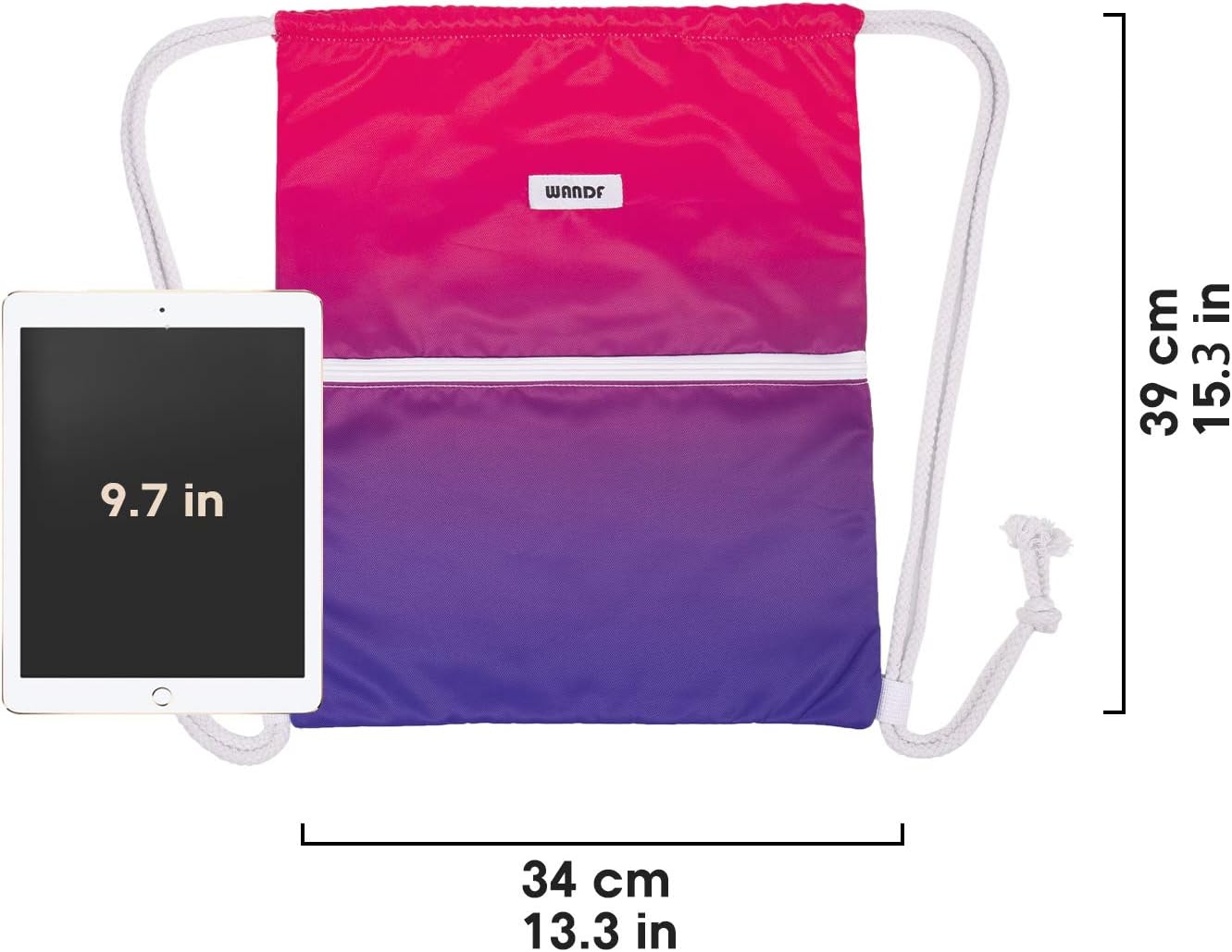 WANDF Drawstring Backpack String Bag Sackpack Cinch Water Resistant Nylon for Gym Shopping Sport Yoga (Black)