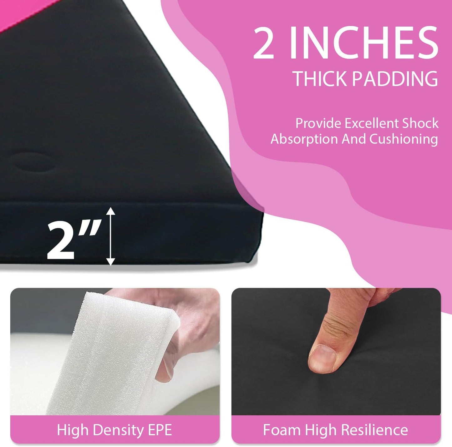 Gymnastics Mat for Tumbling, Folding Tumbling Mat Exercise Mat Gym Mat Tumbling Mats for Kids, Adults, PU Leather Yoga Mat with Carrying Handles