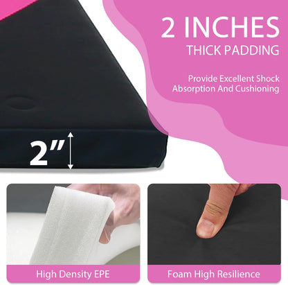 Gymnastics Mat for Tumbling, Folding Tumbling Mat Exercise Mat Gym Mat Tumbling Mats for Kids, Adults, PU Leather Yoga Mat with Carrying Handles