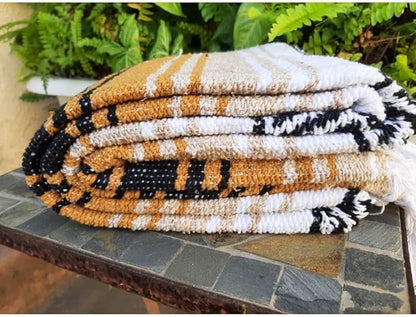 Open Road Goods Bulk Falsa Blankets - Handwoven Authentic Mexican Falsa - Great for Weddings, Yoga, Beach, Picnics, or Mexican Throw! (Tan, 7 Pack)
