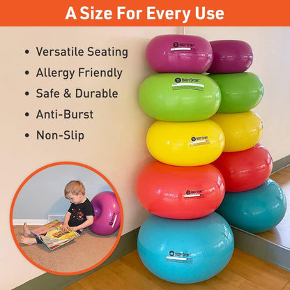 Body Sport Donut Ball – Durable, Inflatable Exercise Ball for Balance & Stability Training, Yoga, & Pilates Workouts – Use in Home, Office, Gym, or Classroom