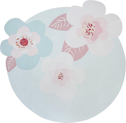 ABREEZE Irregular Large Flower Meditation Mat Non Slip Round Pilates Yoga Mat Natural Rubber with Sueded Surface Exercise Mat