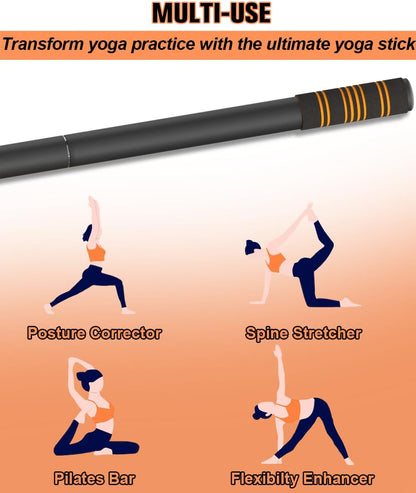 5ft Yoga Stick – Heavy-Duty Steel Adjustable Stretching Bar for Mobility, Flexibility & Balance. Multi-Functional Fitness Pole with 4 Steel Rods & Comfort Foam Grips