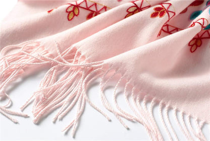 Urban CoCo Women's Embroidered Oversize Tassel Shawl Scarf Wraps for Women