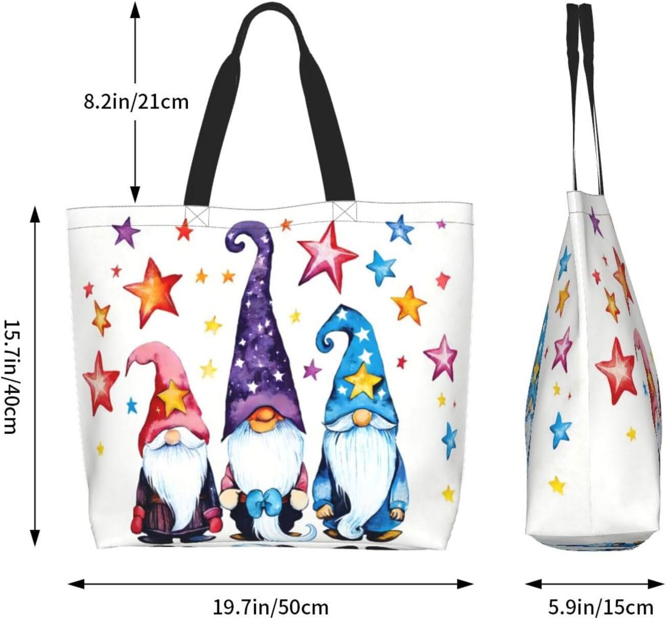 Tote Shoulder Bag Large Durable Reusable Eco-friendly Handbag Lightweight Stylish for Daily Use-19.7x15.7x5.9 Inch - Colors B