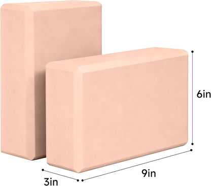 Leikefitness Yoga Blocks 2 Pack,Lightweight-High Density Eva Foam Soft Non-Slip for Yoga, Pilates, Meditation 9"×6"×3"