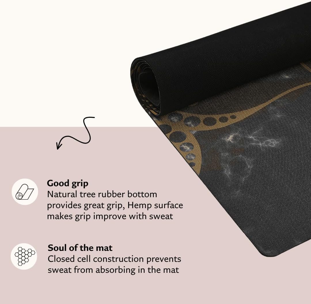 Shakti Warrior Pro Hemp Mat - Artist Designed, Premium Printed Eco-Friendly Non-Slip mat, Great for Regular & Hot Yoga, Pilates, Workouts 72 inch x 24 inch x 3mm Thick