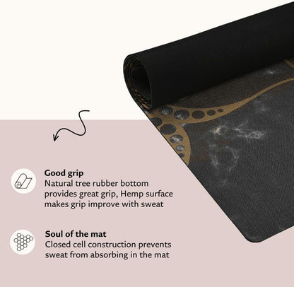 Shakti Warrior Pro Hemp Mat - Artist Designed, Premium Printed Eco-Friendly Non-Slip mat, Great for Regular & Hot Yoga, Pilates, Workouts 72 inch x 24 inch x 3mm Thick