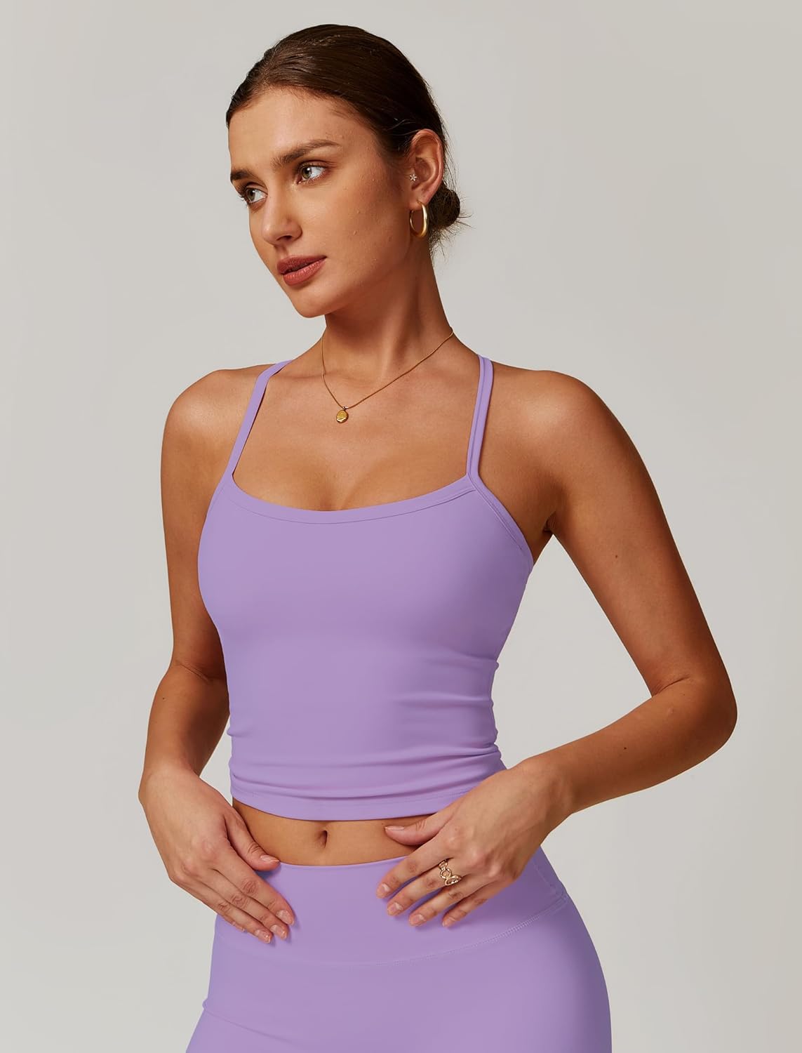 QBGJTD Womens Longline Sports Bras Cross Back Active Gym Yoga Padded Workout Crop Tank Top with Built in Bra
