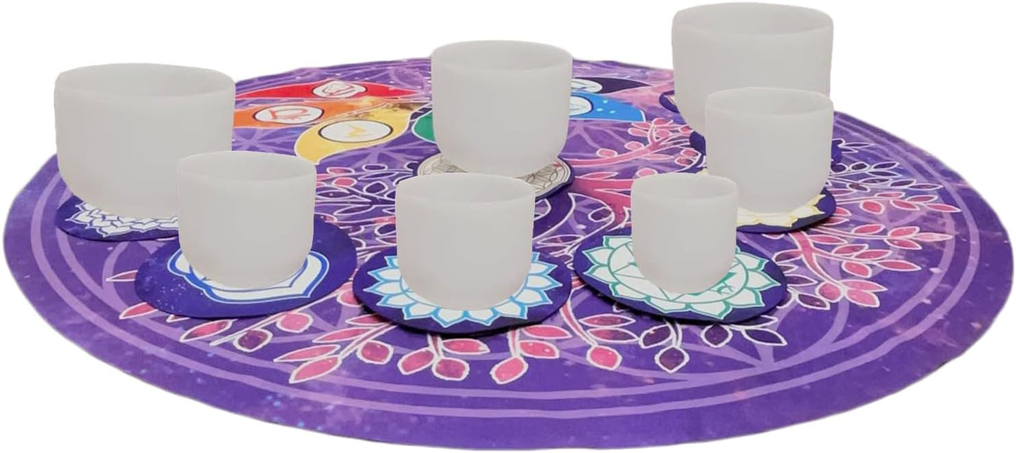 FMTY Crystal Singing Bowls Mat, Round singing bowls Mat Washable healing bowl cusion, Non-Slip Floor Mat Suitable for Sound Bowl Set, 52"Round (52")