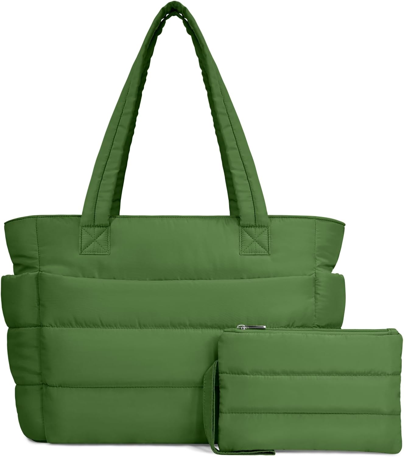 TOPDesign Puffer Tote Bag for Women, Lightweight Puffy Handbag with Compartments, Quilted Shoulder Bag for Work, Travel, Gym - Colors A