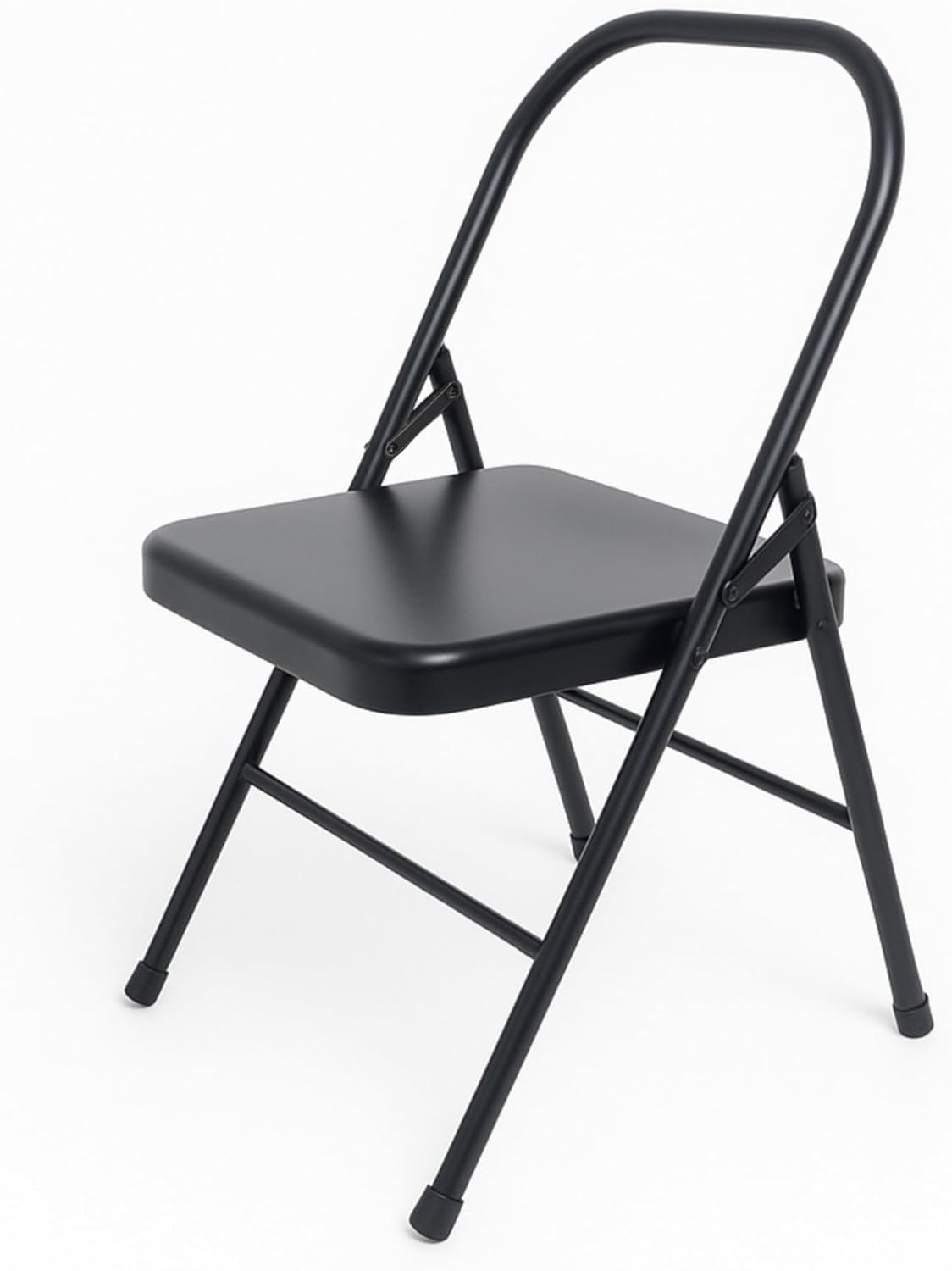 Yogikuti Standard Yoga Chair – Backless Folding Chair for Iyengar & Restorative Yoga Practice, Sturdy Metal Frame Chair for Support, Balance, Stretching, Meditation & Therapy Exercises (Black)