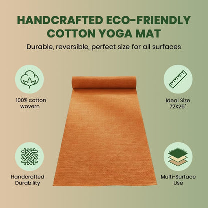 LFH Home Handmade Cotton Yoga Mat Cotton Rug picnic mat For Exercise, Workout, Fitness - Perfect Heavy Quality Eco Friendly Natural Cotton Woven Reversible Yoga Mats for Men & Women - 72x26 Inch.