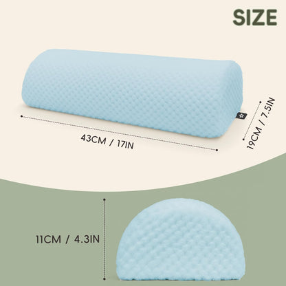 SPRING SEAON Half Moon Bolster Knee Pillow for Back Sleeping Memory Foam Leg Pillow for Ankle and Foot Comfort Under Knee Pillow for Side Sleepers Machine Washable Cover(17" x 7.5" x 4.3")