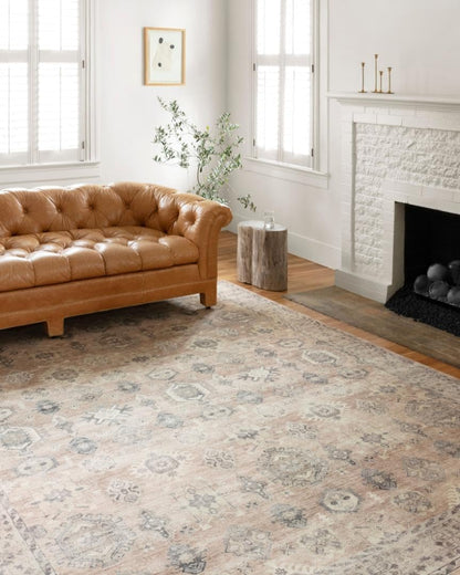 Loloi Hathaway Collection HTH-06 Blush/Multi 2'-6" x 7'-6", .25" Thick, Runner Rug, Soft, Durable, Printed, Modern, Low Pile, Non-Shedding, Easy Clean, Living Room Rug