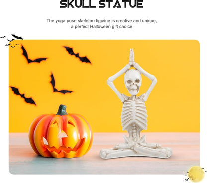 LIFKOME Halloween Village Set Halloween Yoga Skeleton Figurine Halloween Meditation Yoga Skeleton Statue Halloween Meditation Yoga Table Decoration (Style 1) Halloween Skeleton