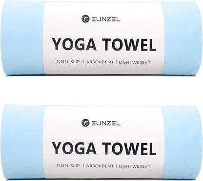 Eunzel Hot Yoga Towel Non Slip Yoga Mat Towel Non-Slip Sweat Absorbent Towel for Hot Yoga, Pilates and Workout 72" x 26.5", Blue