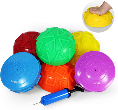 Yes4All Hedgehog Balance Pods for Exercise, Core Body Balancing, Balance Pods for Youth & Adults with Hand Pump - Set of 5