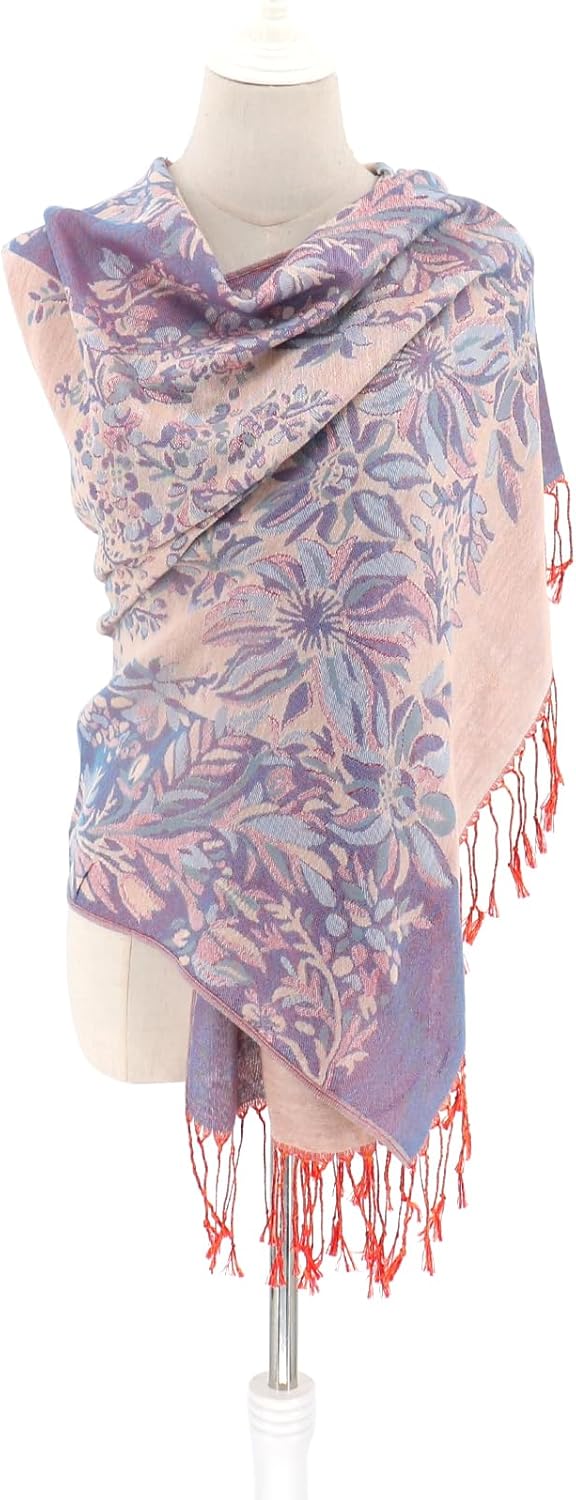 vimate Silky Paisley Pashmina Shawl Scarf-Women's Soft Double-side Jacquard Pashminas Wrap for Evening Dress Travel Shawl