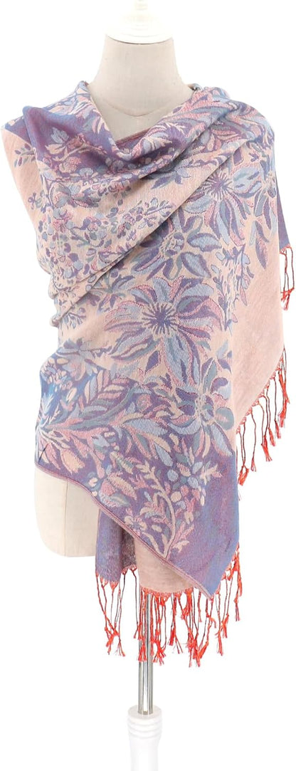vimate Silky Paisley Pashmina Shawl Scarf-Women's Soft Double-side Jacquard Pashminas Wrap for Evening Dress Travel Shawl