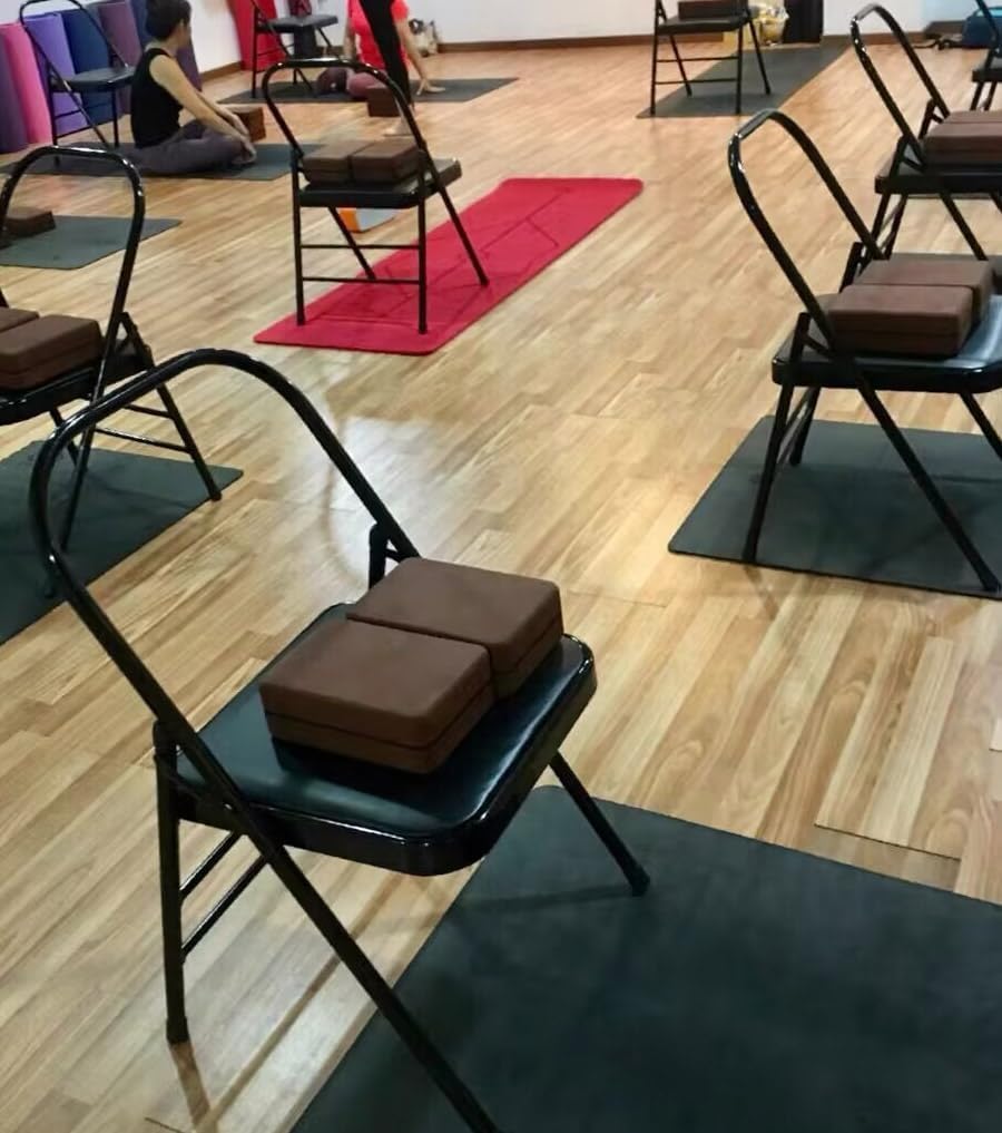Iyengar Yoga Auxiliary Chair Multi Purpose Yoga Auxiliary Chair Bold and Thick Folding Chair Support Foldable Balance Training,Black