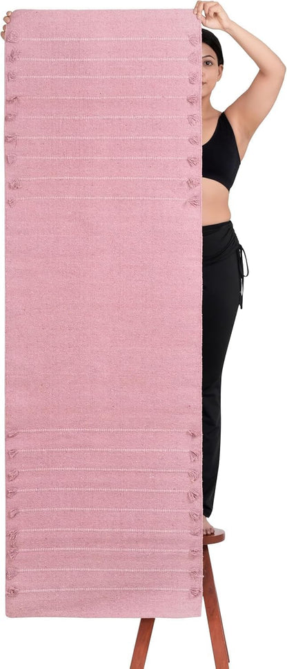 Silak Handmade Organic Cotton Yoga Mat Cotton Exercise Rug – Handwoven, Absorbent & Hand Washable Fitness Mat Ideal for Yoga, Workouts and Meditation