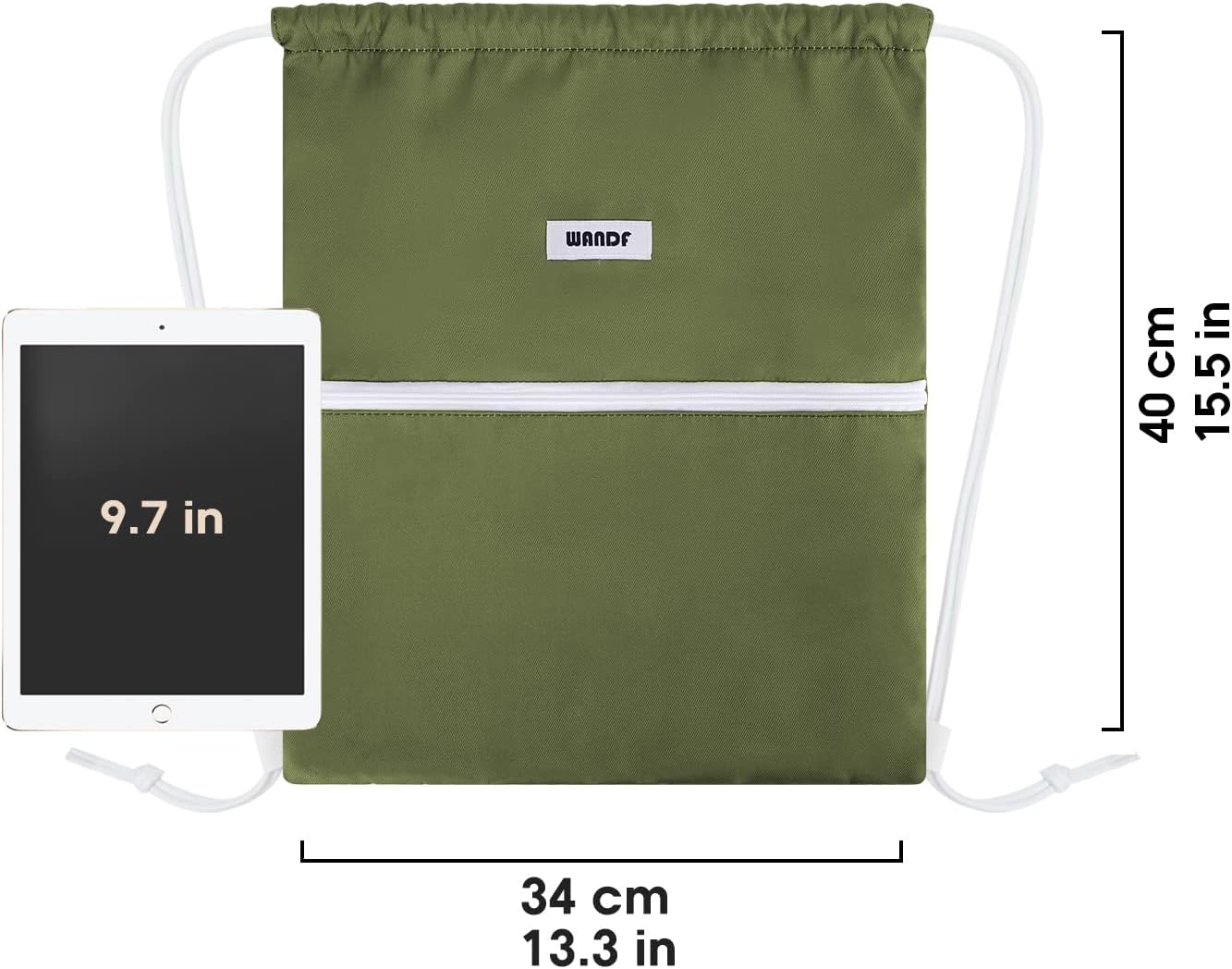WANDF Drawstring Backpack String Bag Sackpack Cinch Water Resistant Nylon for Gym Shopping Sport Yoga (Black)