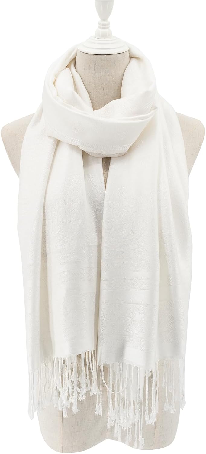 Ciormis Two Tone Silky Paisley Pashmina Shawl Scarf,Soft Women's Rave Jacquard Pashminas Wrap Scarves