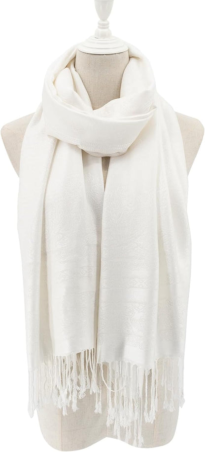 Ciormis Two Tone Silky Paisley Pashmina Shawl Scarf,Soft Women's Rave Jacquard Pashminas Wrap Scarves