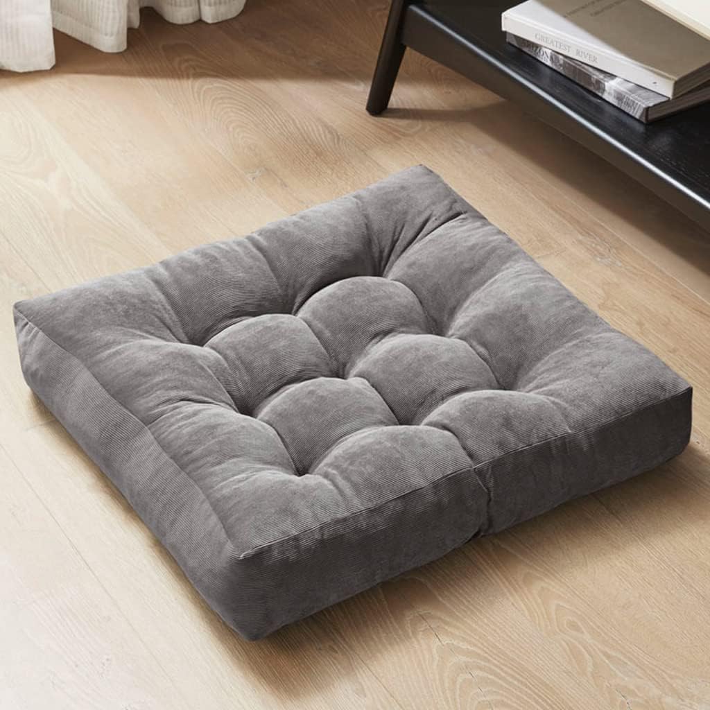 Meditation Floor Pillow Set of 2, Round Large Pillows Seating for Adults, Tufted Corduroy Cushion for Living Room Tatami, Beige 22 Inch