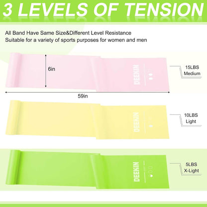 DEEKIN 10 Pcs Resistance Bands Professional Exercise Elastic Bands Latex-Free Yoga Starter Set for Pilates, Physical Therapy, Strength Training, Yoga, Working Out for Women Home Gym