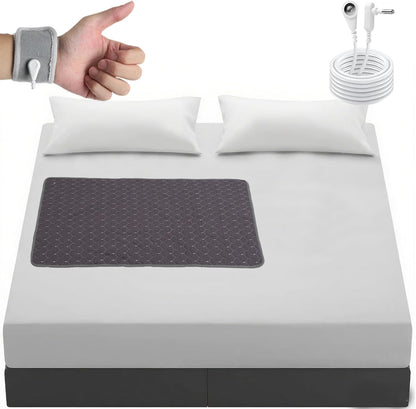 Conductive Metal Fabric Grounding Mat Set with Grounding Wristband and 15ft Cord for Bed/Desk/Floor/Feet - Machine Washable, Healthy Material to Improve Sleep and Wellness