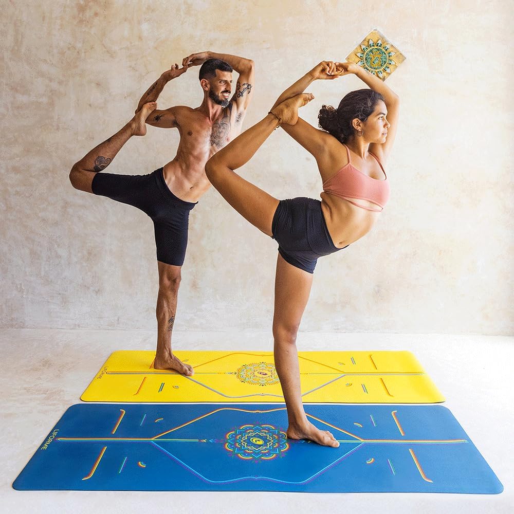 Liforme Printed Yoga Mat Collection - Free Yoga Bag Included - Patented Alignment System, Warrior-like Grip, Non-Slip, Eco-friendly, Sweat-resistant, Long, Wide and Thick for Comfort