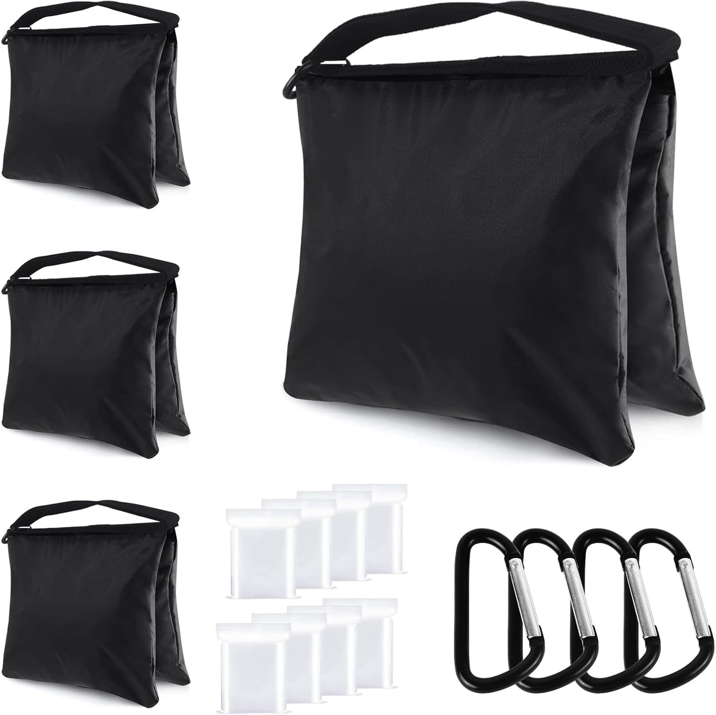 ABCCANOPY Photography Sandbag for Video Stand, Heavy Duty Weight Bags for Light Tripod, Camping Chair, 4 Packs (Black) No Sand