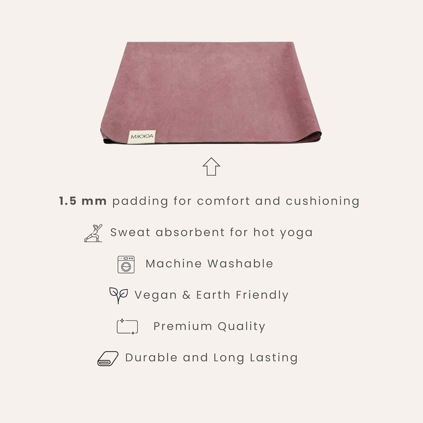 Travel Yoga Mat 1.5mm | Foldable, Lightweight Mat | Use for Travel, Backpacking, Yoga Retreat, Outdoors, Gym, Pilates, Machine Washable, Eco-Friendly