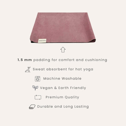 Travel Yoga Mat 1.5mm | Foldable, Lightweight Mat | Use for Travel, Backpacking, Yoga Retreat, Outdoors, Gym, Pilates, Machine Washable, Eco-Friendly