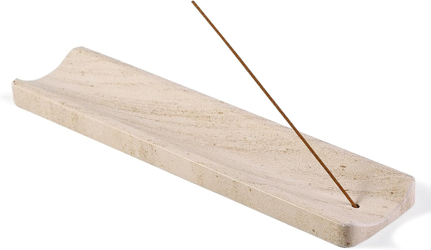 Koville Marble Incense Holder, Incense Holder for Sticks, Incense Sticks Holder Ash Catcher for Meditation Yoga SPA, Natural Stone Incense Burner, Home Table Decor (Green)