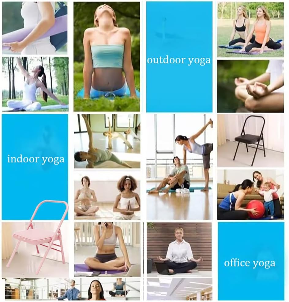 Pilates Yoga Chair,Professional Iyengar Auxiliary Chair,Hardened Thick Yoga Folding Chair,Solid Anti-Slip,Foldable and Portable Backless Chair,Purple-Yoga Chair (Without Waist Drag)